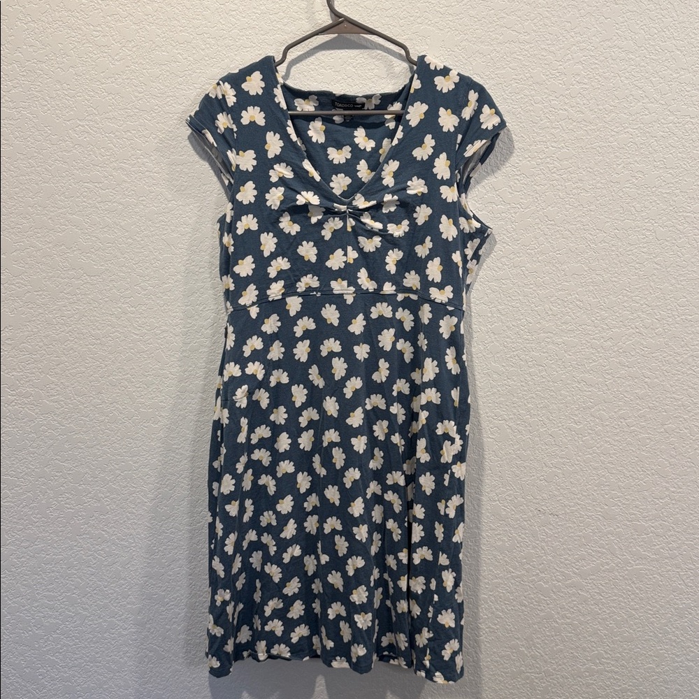 Toad&Co Blue and White Midi Dress Size L